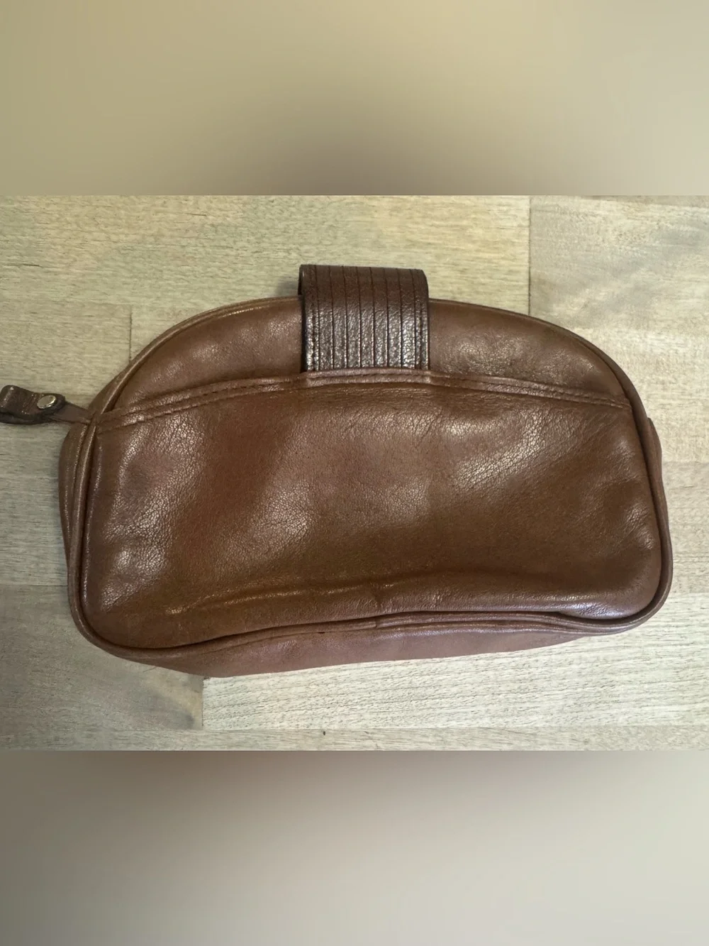 Etienne Aigner vintage Brown Leather Wristlet Clutch wallet makeup pouch
